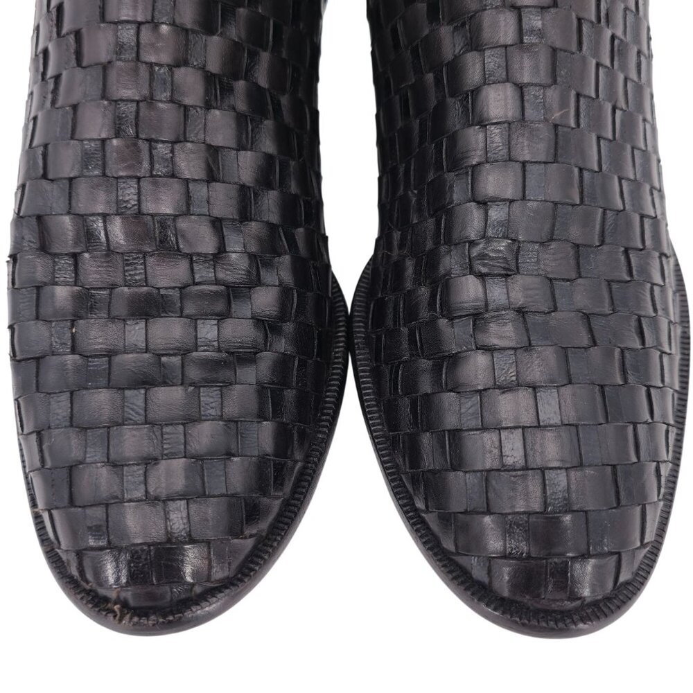 Vintage Bally Italy Full Hand Woven Calfskin Boots Mens 8.5 Dress Western Cowboy - Picture 2 of 15